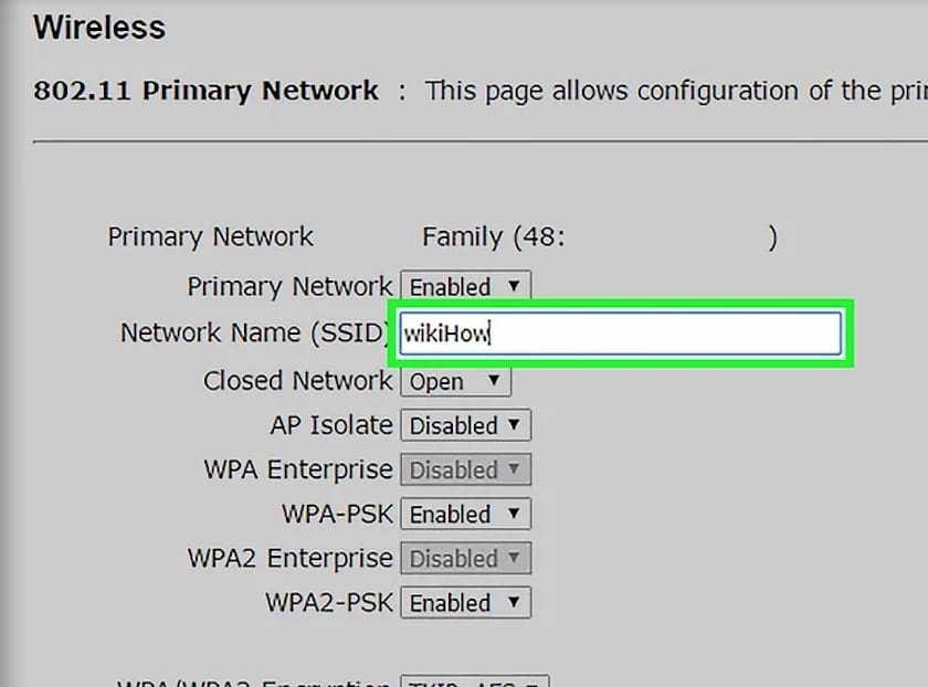 نام شبکه خود را در قسمت SSID تغییر دهید.